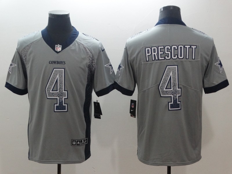 Men's Dallas Cowboys Dak Prescott #4 Gray Authentic Jersey